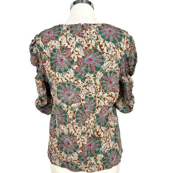 Veronica Beard Henrieta Silk Floral Ruched Blouse Top Multicolor Size 8 - Picture 10 of 15